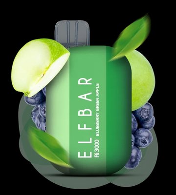 Одноразовий Pod Elf Bar Ri3000 6 мл 5% Blueberry Green Apple (Чорниця + яблуко) 40965 фото