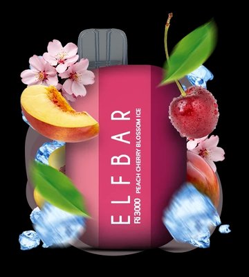 Одноразовий Pod Elf Bar Ri3000 6 мл 5% Peach Cherry Blossom Ice (Персик + вишня) 40970 фото
