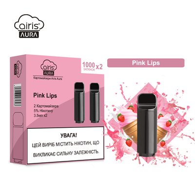 Одноразовые картомайзеры Airis Aura Pink Lips (Клубничное мороженое) 50 мг 2 шт. 39162 фото