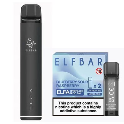 Elf Bar Elfa Pod Prefilled Starter Kit 850mAh Blueberry Sour Raspberry Black 39027 фото