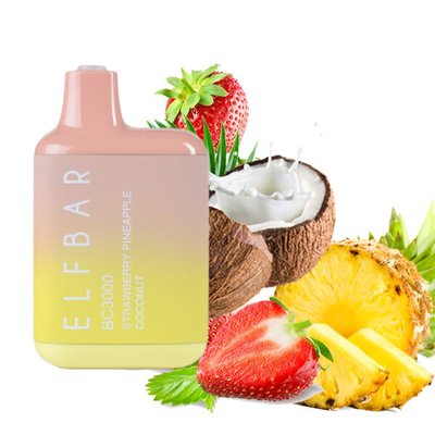 Одноразовый Pod ELF BAR BC3000 650mAh Strawberry Pineapple Coconut (Перезаряжаемый) 5% (Клубника с ананасом и кокосом) 38723 фото