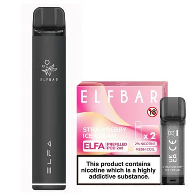 Elf Bar Elfa Pod Prefilled Starter Kit 850mAh Strawberry Ice Cream Black 39030 фото