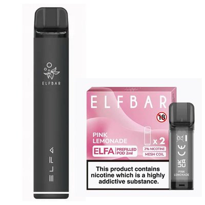 Elf Bar Elfa Pod Prefilled Starter Kit 850mAh Pink Lemonade Black 39031 фото