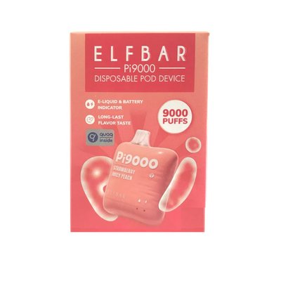 Одноразовый Pod Elf Bar PI9000 650mAh (перезаряжаемая) Strawberry Juicy Peach 5% (Клубника с персиковым соком) 39791 фото