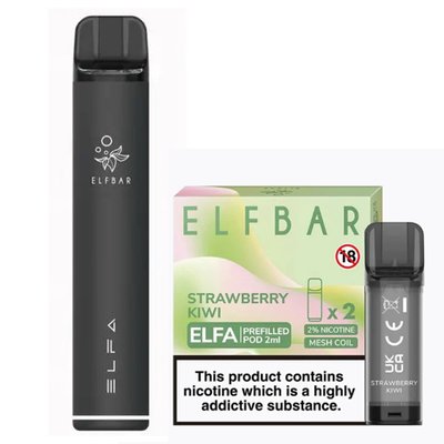 Elf Bar Elfa Pod Prefilled Starter Kit 850mAh Strawberry Kiwi Black 39035 фото