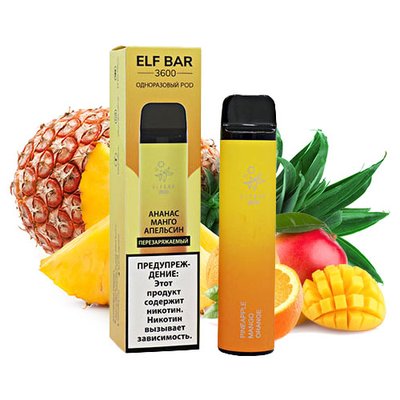 Одноразовый Pod Elf Bar 3600 650mAh (Перезаряжаемые) Pineapple Mango Orange 5% (Ананас с манго и апельсином) 38435 фото